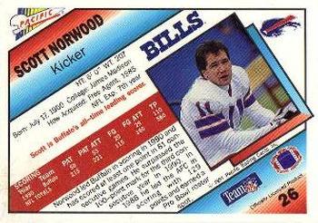 1991 Pacific #26 Scott Norwood Back