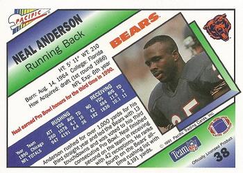 1991 Pacific #38 Neal Anderson Back