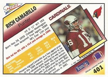 1991 Pacific #401 Rich Camarillo Back