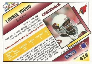 1991 Pacific #418 Lonnie Young Back