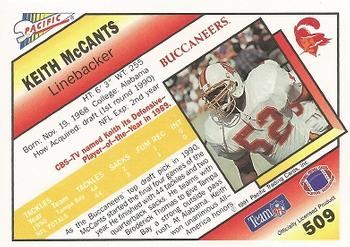 1991 Pacific #509 Keith McCants Back