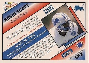 1991 Pacific #582 Kevin Scott Back