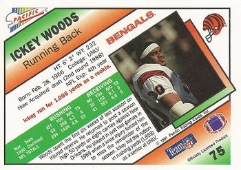 1991 Pacific #75 Ickey Woods Back