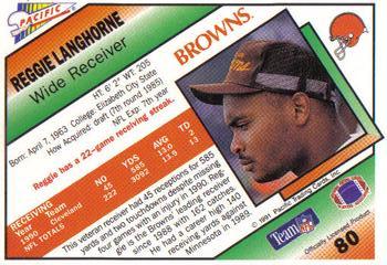 1991 Pacific #80 Reggie Langhorne Back