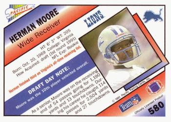 1991 Pacific #580 Herman Moore Back
