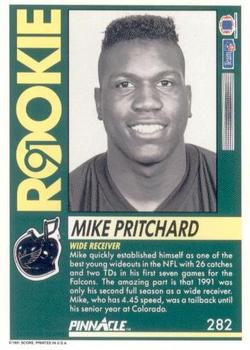 1991 Pinnacle #282 Mike Pritchard Back
