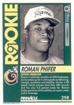 1991 Pinnacle #298 Roman Phifer Back