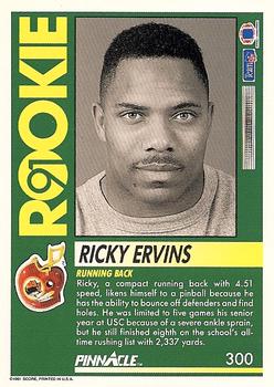1991 Pinnacle #300 Ricky Ervins Back