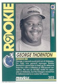 1991 Pinnacle #303 George Thornton Back