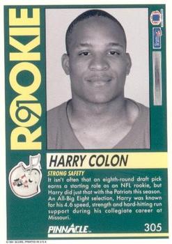 1991 Pinnacle #305 Harry Colon Back