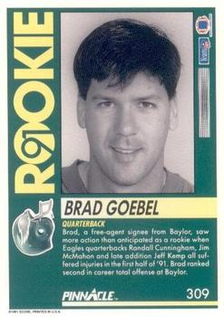 1991 Pinnacle #309 Brad Goebel Back