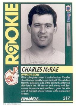 1991 Pinnacle #317 Charles McRae Back