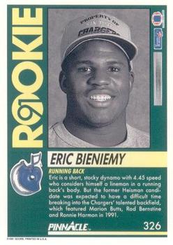 1991 Pinnacle #326 Eric Bieniemy Back
