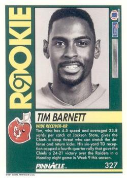 1991 Pinnacle #327 Tim Barnett Back