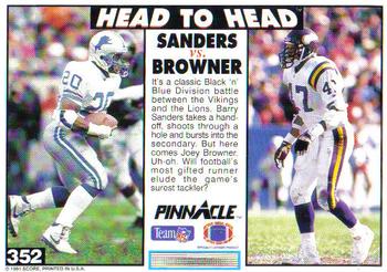 1991 Pinnacle #352 Barry Sanders / Joey Browner Back