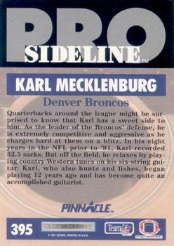 1991 Pinnacle #395 Karl Mecklenburg Back
