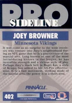 1991 Pinnacle #402 Joey Browner Back