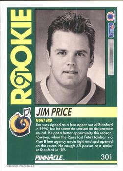 1991 Pinnacle #301 Jim Price Back