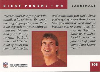 1991 Pro Line Portraits #108 Ricky Proehl Back