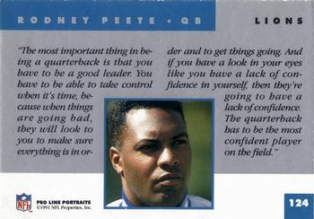 1991 Pro Line Portraits #124 Rodney Peete Back