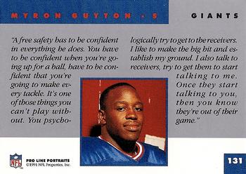 1991 Pro Line Portraits #131 Myron Guyton Back