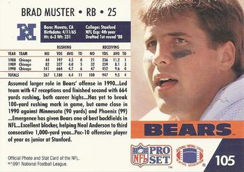1991 Pro Set #105 Brad Muster Back