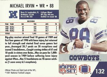 1991 Pro Set #132 Michael Irvin Back