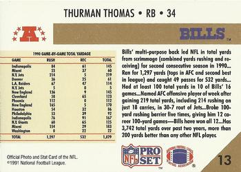 1991 Pro Set #13 Thurman Thomas Back
