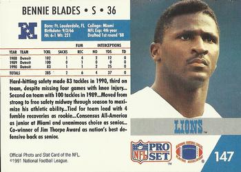 1991 Pro Set #147 Bennie Blades Back