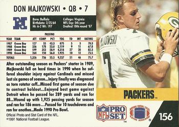 1991 Pro Set #156 Don Majkowski Back