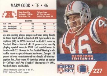 1991 Pro Set #227 Marv Cook Back