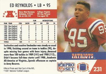 1991 Pro Set #231 Ed Reynolds Back
