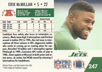 1991 Pro Set #247 Erik McMillan Back