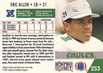 1991 Pro Set #253 Eric Allen Back