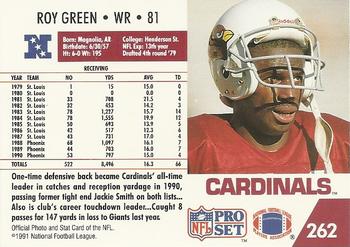 1991 Pro Set #262 Roy Green Back