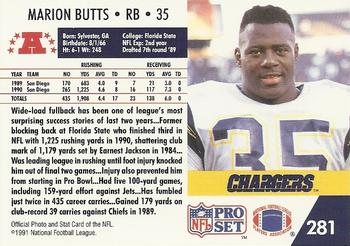 1991 Pro Set #281 Marion Butts Back
