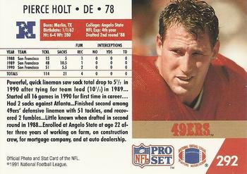 1991 Pro Set #292 Pierce Holt Back