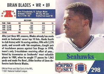 1991 Pro Set #298 Brian Blades Back