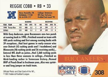 1991 Pro Set #308 Reggie Cobb Back