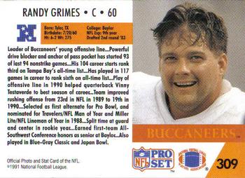 1991 Pro Set #309 Randy Grimes Back