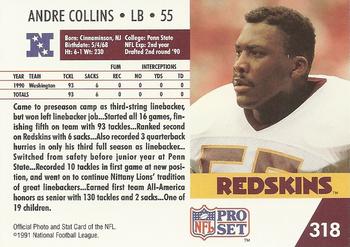 1991 Pro Set #318 Andre Collins Back
