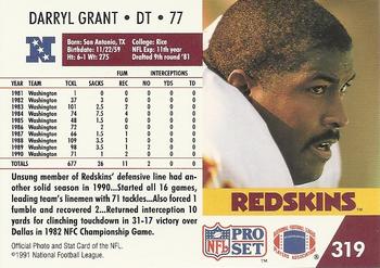 1991 Pro Set #319 Darryl Grant Back