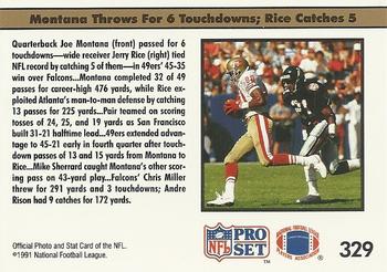 1991 Pro Set #329 Montana, Rice Burn Falcons Back