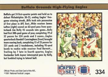 1991 Pro Set #334 Bills Alone Atop AFC East Back