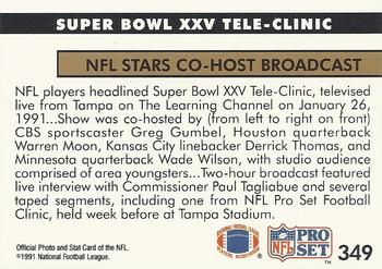 1991 Pro Set #349 Super Bowl XXV Tele-Clinic Back