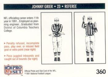 1991 Pro Set #360 Johnny Grier Back