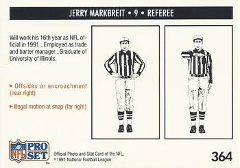 1991 Pro Set #364 Jerry Markbreit Back