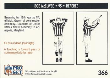 1991 Pro Set #366 Bob McElwee Back