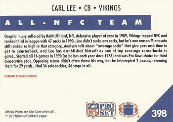 1991 Pro Set #398 Carl Lee Back
