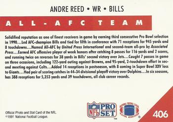 1991 Pro Set #406 Andre Reed Back
